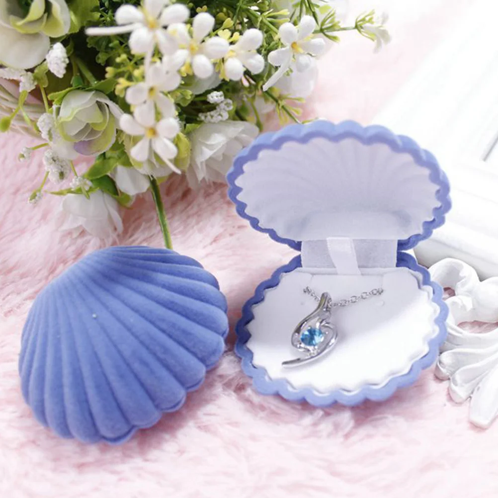 

2Pcs Shell Jewelry Box Stylish Compact Lightweight Ring Case Creative Storage Box Ear Stud Holder Wedding Birthday Gift