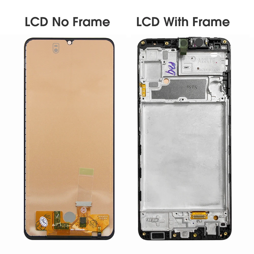 Digitador da tela táctil do LCD com quadro, AMOLED, peças de reparo para Samsung A22 4G, A225F, A225F, DS, A225