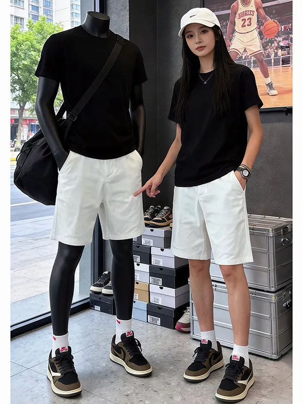 Cleanfit White Quick Dry Four-Quarter Men's Summer Thin Ice Silk Cool Feeling Sports Shorts Loose Mid-Length American Style