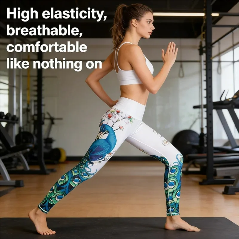 Women's High-Waist Yoga Pants, Quick-Dry, Printed, Stretch, Fitness Leggings, Tummy Control, Sports, Running, Athletic Pants
