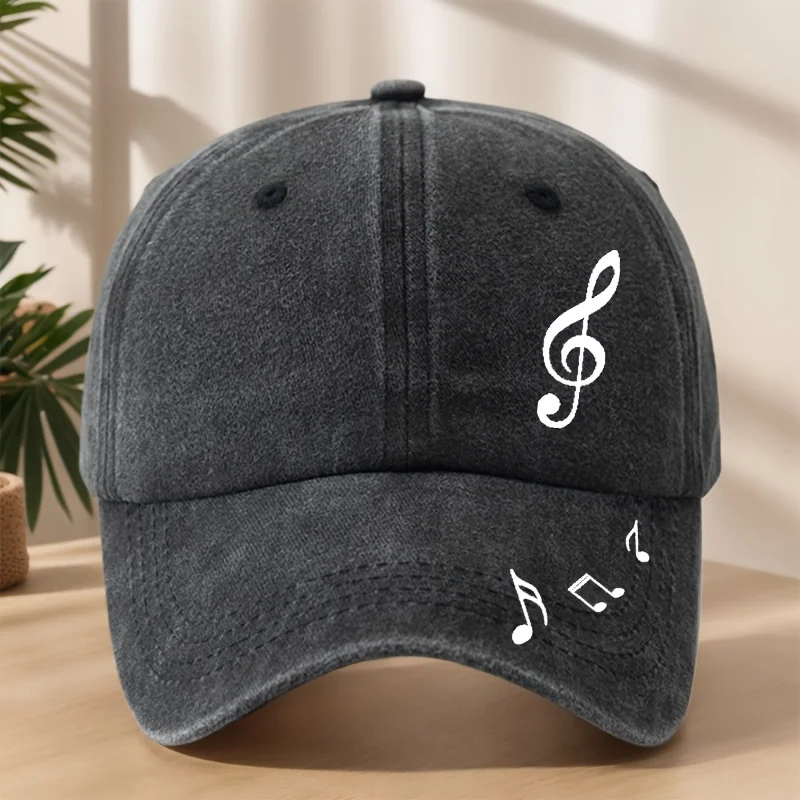 

Creative Note Print Baseball Cap | Vintage Duckbill Hat, Sweat-Absorbing for Street Hip-Hop & Outdoor