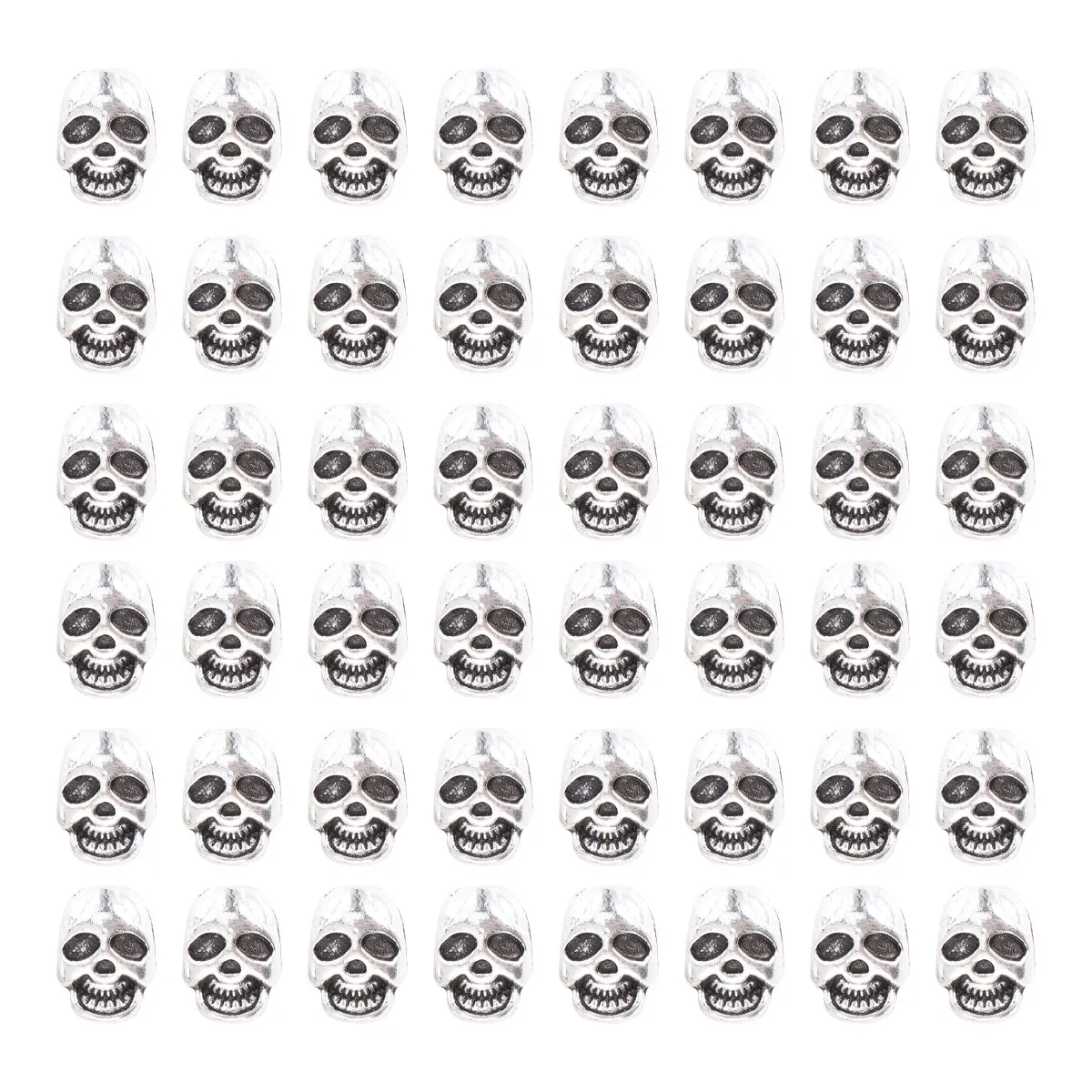 

50 Pcs Skull Beads Tibetan Silver Alloy Spacer DIY Craft Jewelry Making Bracelet Necklace Accessories Unique Shape Durable