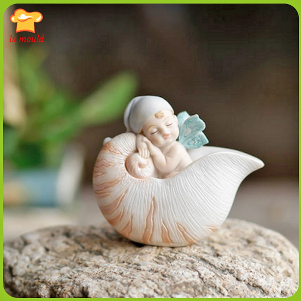 

3D Conch Doll Candle Soap Silicone Mould Snail Cradle Baby Birthday Wedding Cake Decoration DIY Ornaments Silicone Mold
