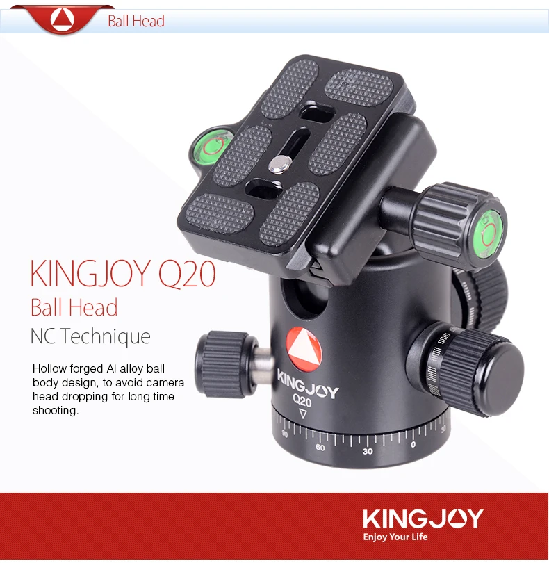 KINGJOY Ball Head QA-0 BD-1 Universal Mini Aluminum Tripod Ballhead with Plate 1/4 3/8 inch Screw For DSLR Camera