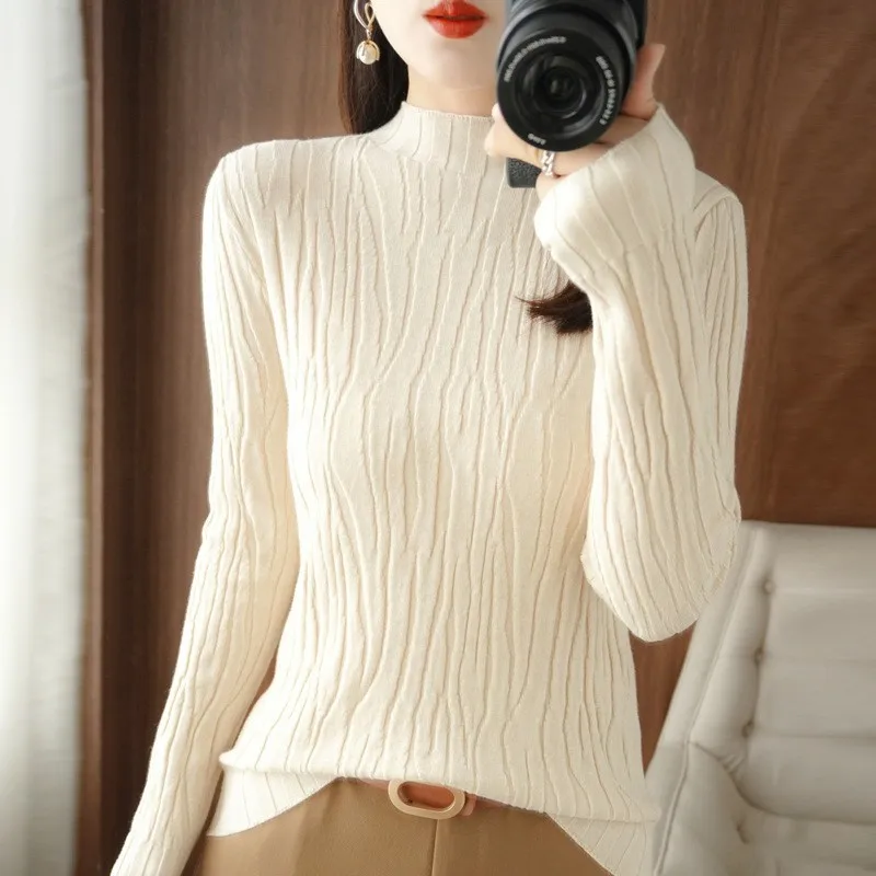 Autumn Winter Korean Fashion Solid Sweater Women Long Sleeve Tops 2023 Turtleneck Casual Slim Female Pullover Knitted Clothes