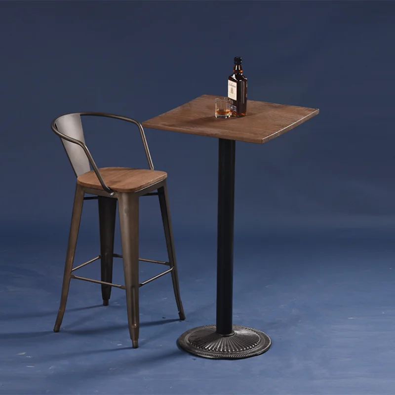 

Manufacturer wholesale bar tables and chairs_Industrial retro high armrests cafe casual iron table and combinati