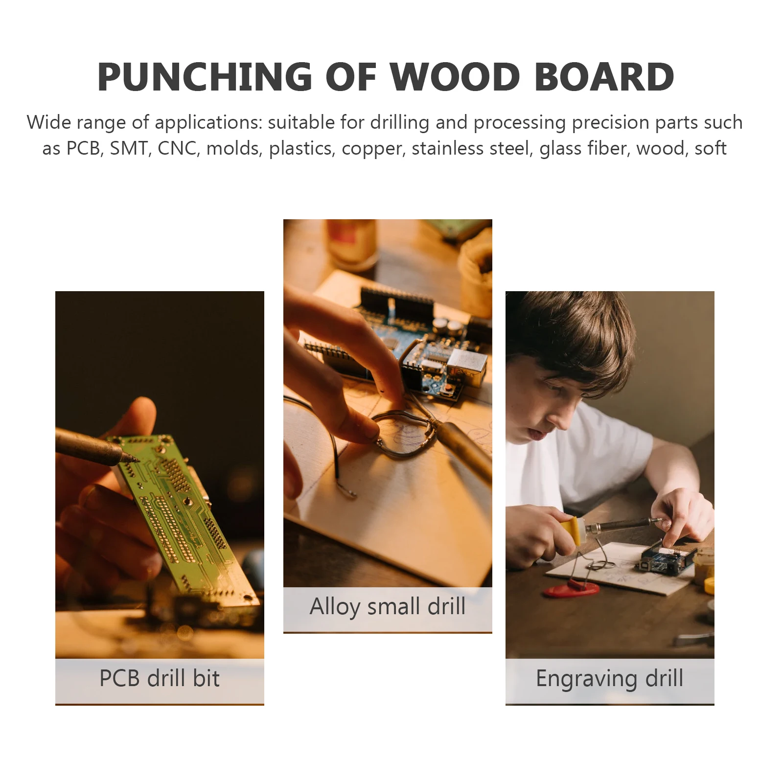 

10 PCS/ Set PCB Circuit Board Carbide Drill Bits Micro Engraving Drill Bits Set for CNC Rotary Tool 0.1mm to 1.0mm