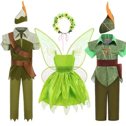 Girls Fairy Tinker Bell Costume Halloween Carnival Elves Party Peter Pan Cosplay Costume for Kids Green Tinkerbell Fancy Dresses