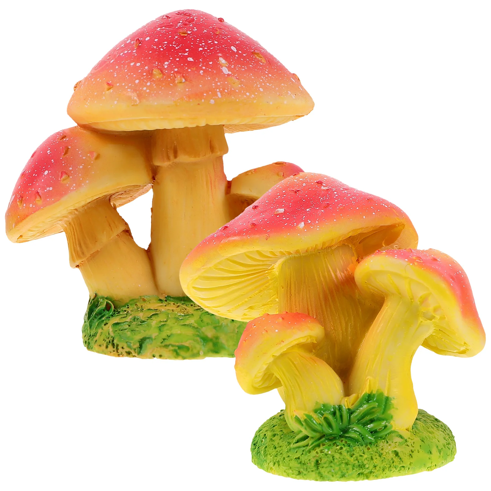

2pcs Miniature Mushroom Decor Resin Garden Ornament Micro Landscape For Diy Bonsai Terrarium Craft Accessories Home Garden