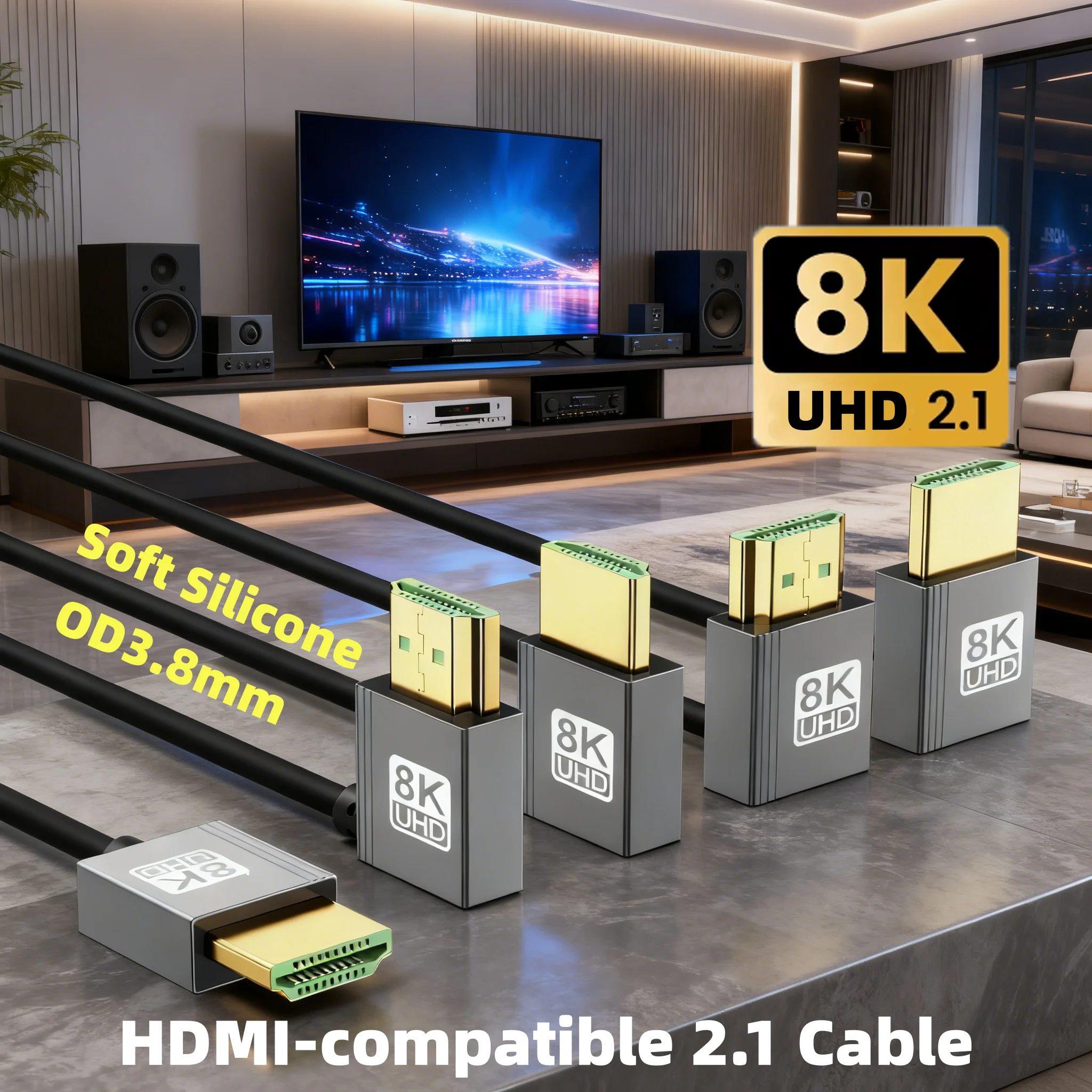 

8K HDMI-compatible 2.1 Cable 48Gbps High Speed Cord 8K@60Hz 4K@120Hz, Dynamic HDR, eARC, HDCP 2.2&2.3 for PC, Monitor, PS5, HDTV