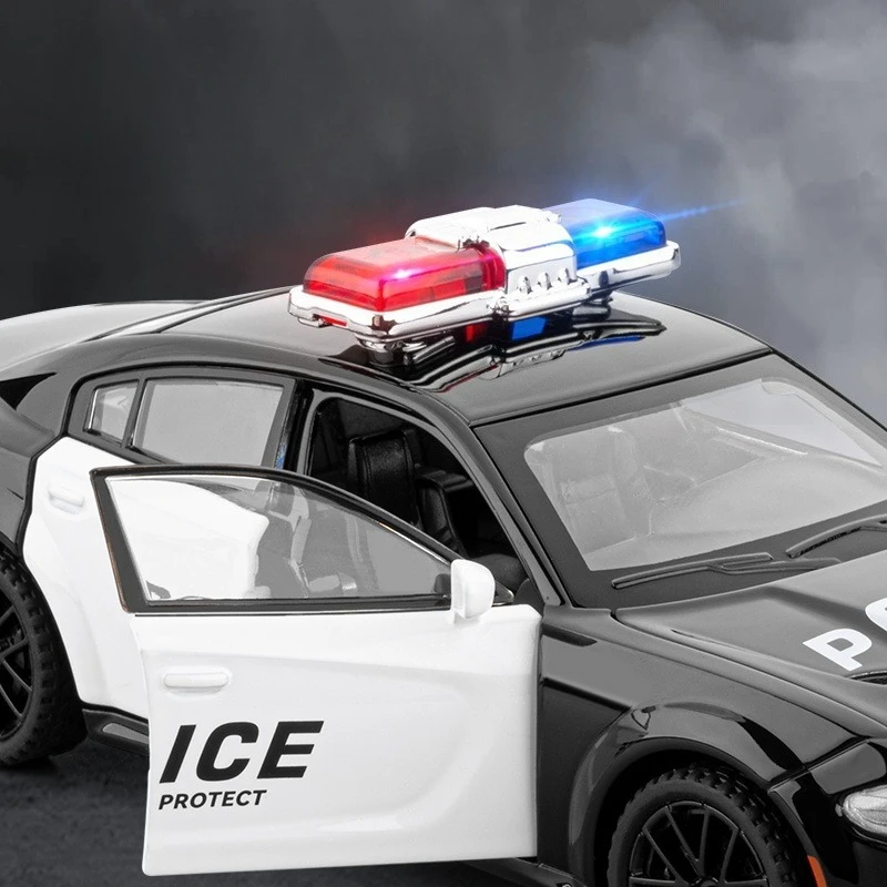 Simulación 1/32 Dodge Hellcat SRT coche de policía modelo de aleación tirar hacia atrás sonido y luz coche de juguete niños niño regalo Diecast miniatura