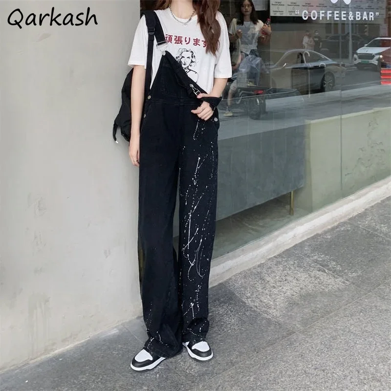 

S-3XL Jumpsuits Women Design Paint Splash Denim Suspenders Trousers Streetwear Harajuku Ulzzang Overalls Teen Hot Sale Korean