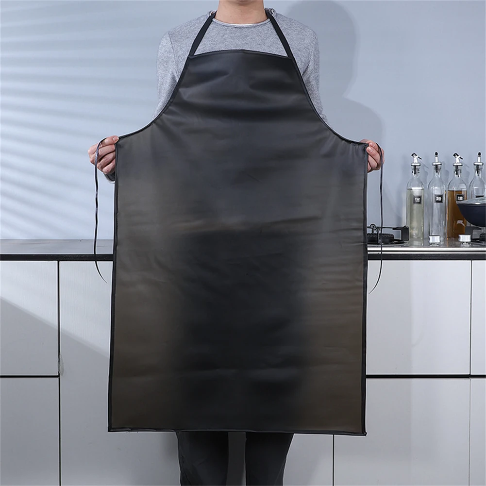 Waterproof Oilproof PVC Black Apron Extra-long Apron For Kitchen Waterproof Areas Work Cleaner For Woman Men Chef Work Apron