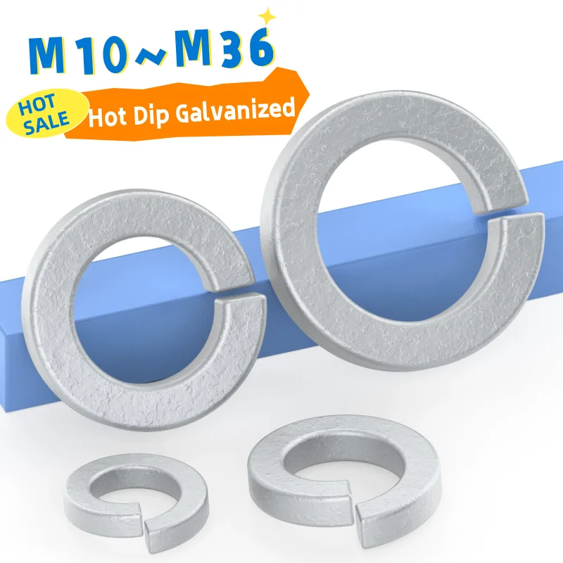 GB93 Zinc-plated Steel Spring Split Lock Washer Elastic Gasket M8 M10 M12 M14 M16 M18 M20 M22 M24 M27 M30 M33 M36 Locking Washer