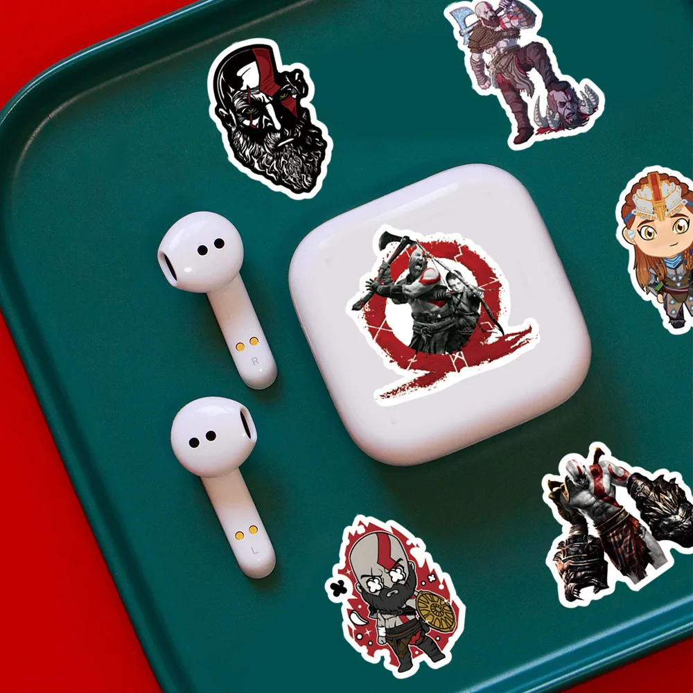 Obrázek 6: 52pcs roztomilá bůh z válka nálepky kratos obtisky pro telefon notebook kufr notebook skateboardu vodotěsný nálepky