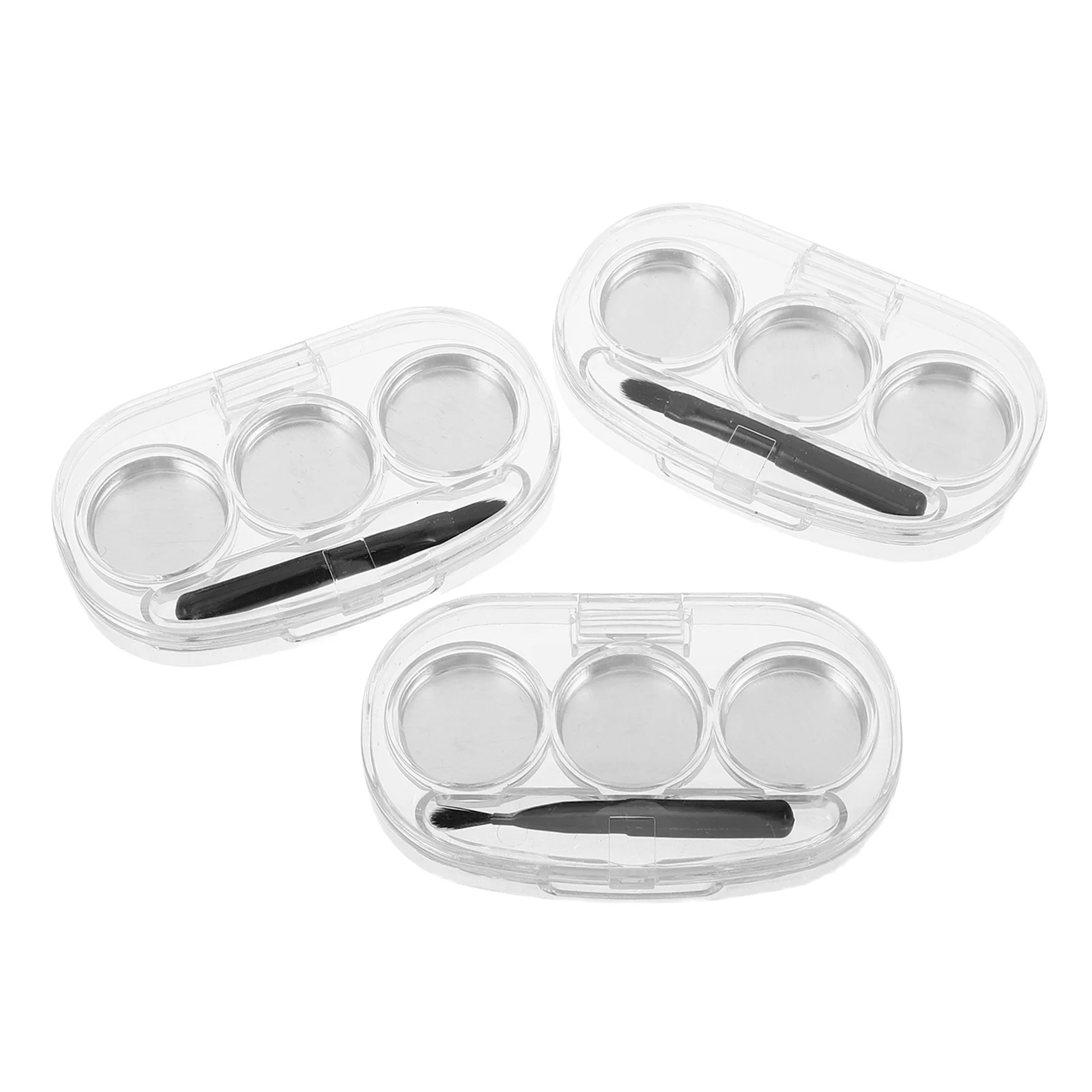 

3Pcs Transparent Eye Shadow Palette Storage Box Makeup Organizer Travel Case Integrated Brushes Included Small Holder
