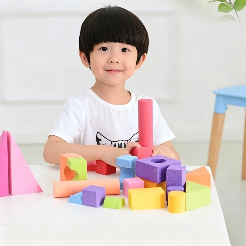 Colorful Soft Building Blocks Set EVA Foam Kids Multi Shape Stacking Construction Toy Lightweight Kid Educational Play Blocks