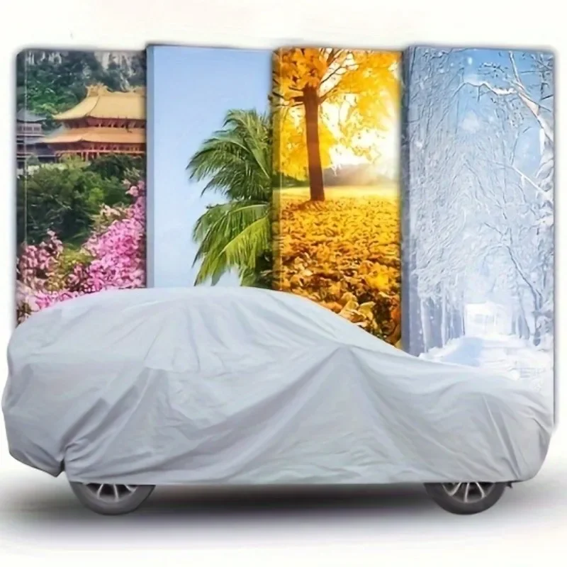 Full body car cover, universal for all seasons, silver protective cover