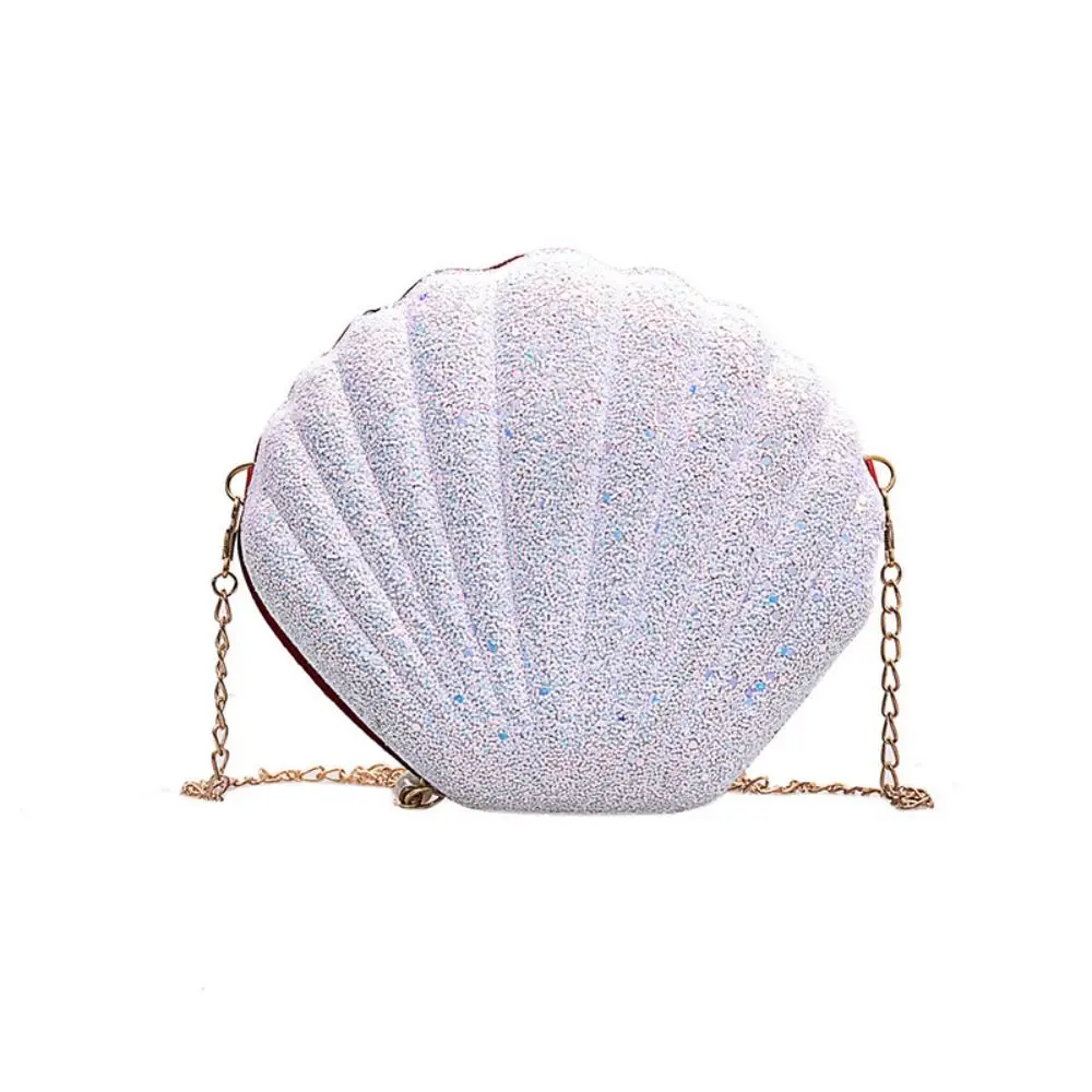 Casual Shiny Evening Banquet Bag Chain Zipper Shell Shoulder Bag Handbag Small Purse Sequins Crossbody Bag Party