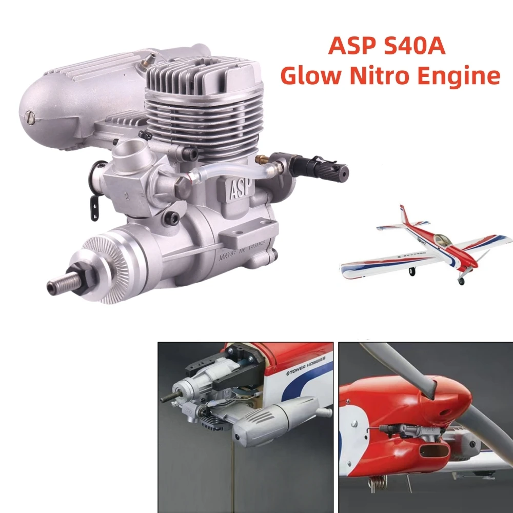 

ASP 6.47cc Glow Nitro Engine S40A / S40AII 40 Grade Scale Methanol Motor for RC Airplane