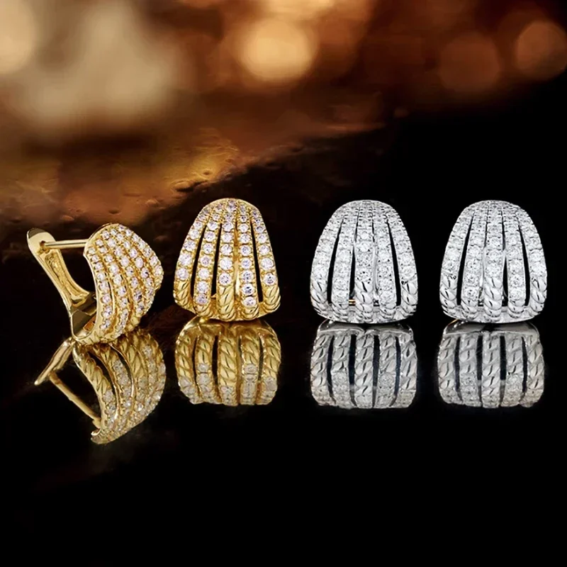 CAOSHI Stylish Female Hoop Earrings with Brilliant Zirconia Gold Color/Silver Color Jewelry for Women Fashion Daily Accessories