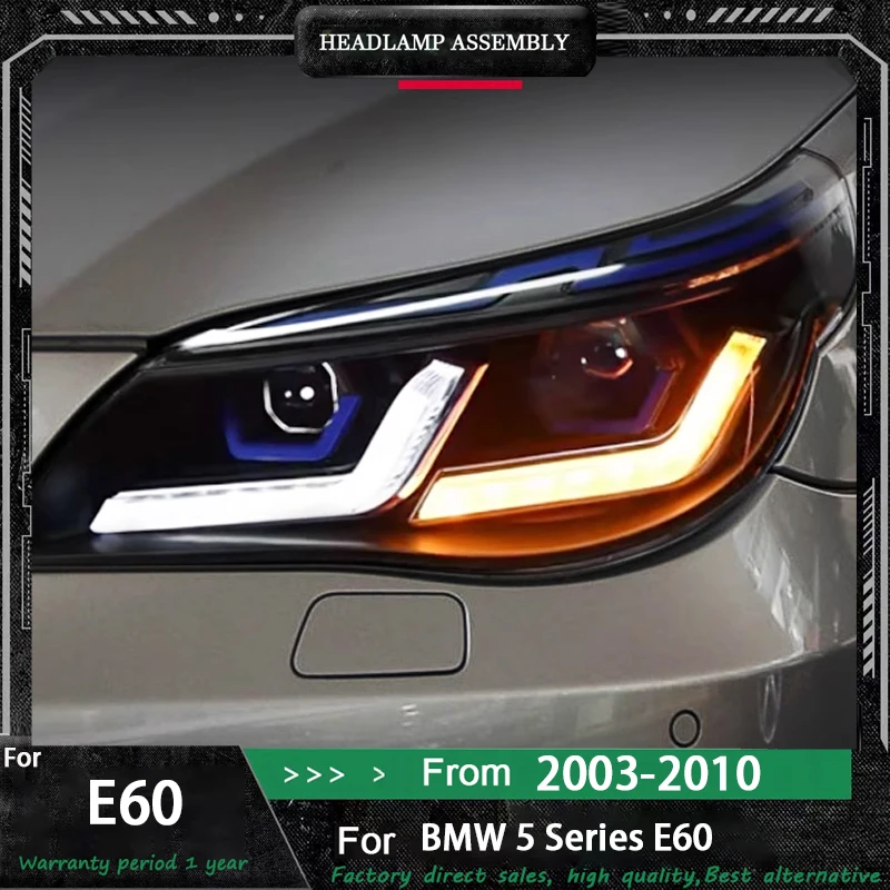 Car Light For BMW 5 Serise E60 Headlight 2003-2010 523i 530i LED Head Lamps DRL Projector High Low Beam Auto Accessories