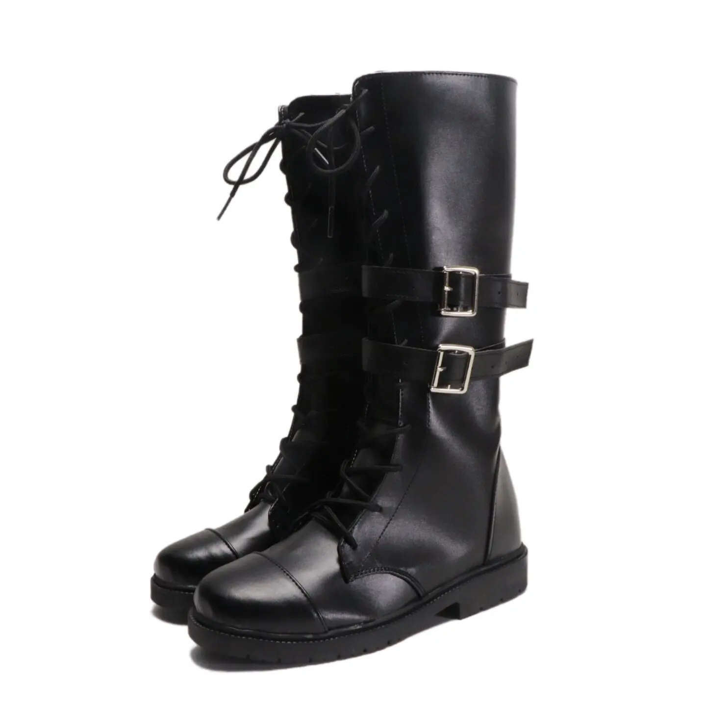Anime Devil May Cry Lady Cosplay Shoes Black Medium-Long PU Leather Boots For Halloween Carnival
