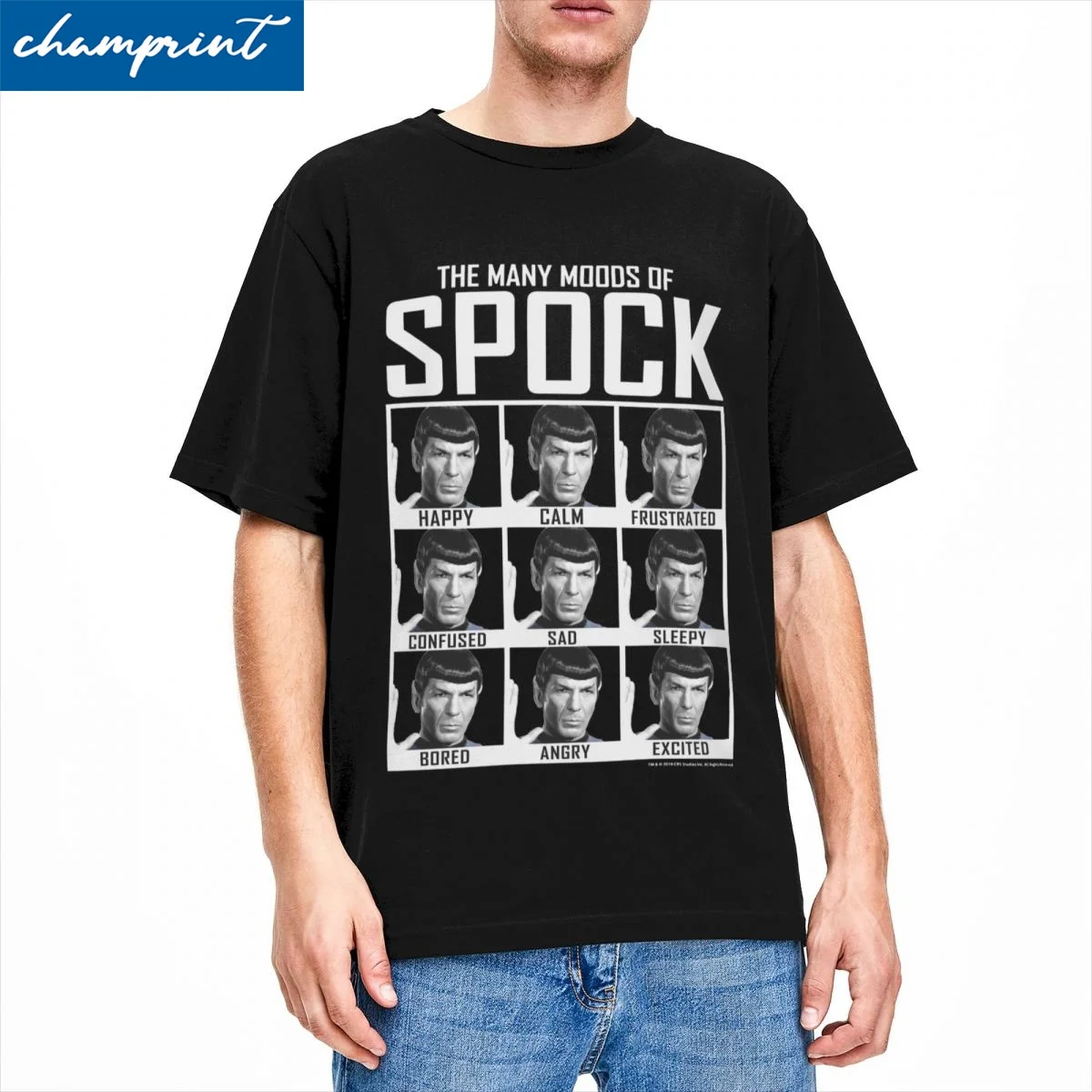 Men Women T-Shirt Stars Treks Moods Of Spock Crazy Cotton Tees Short Sleeve T Shirts Round Collar Clothes Adult