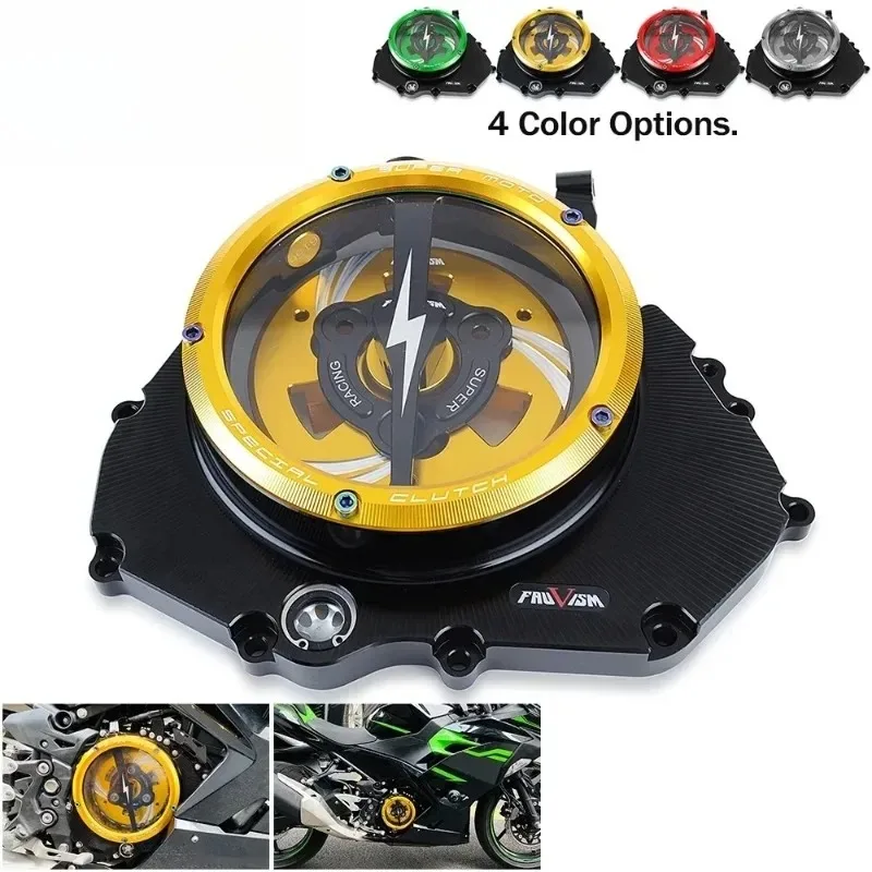 Engine Protector Clear Clutch Cover for Ninja 400 Z400 2018-2023 Spring Retainer Pressure Plate