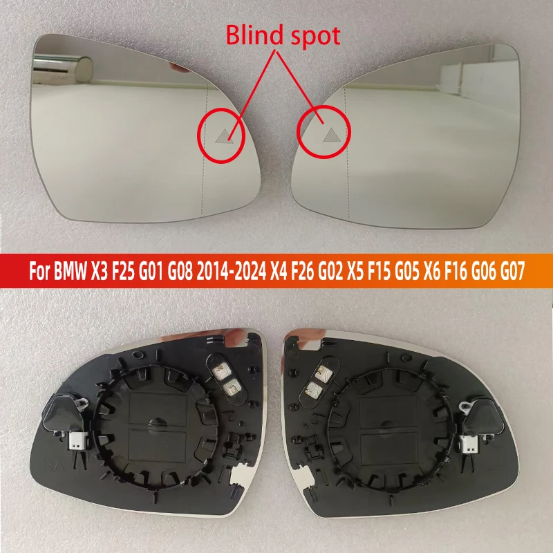 

For BMW X3 F25 G01 G08 2014-2024 X4 F26 G02 X5 F15 G05 X6 F16 G06 G07 Auto Dimming Heated Blind Spot Warning Rear Mirror Glass