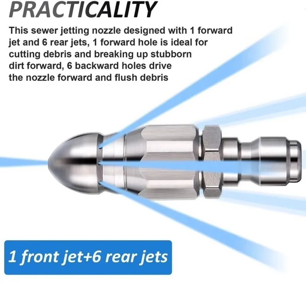 G1/4 "Lavatrice a pressione Ugello per getto fognario Pulizia dello scarico Testa del mouse Ugello per tubo flessibile di scarico a pressione Accessori per il lavaggio