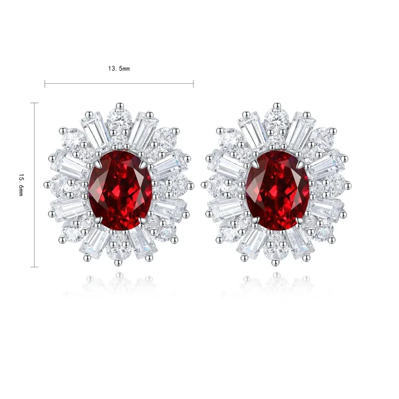 S925 Sterling Silver Lab Grown Ruby Stud Earrings for Women Dainty Everyday Wear Hypoallergenic Jewelry Gift for Her Birthday An