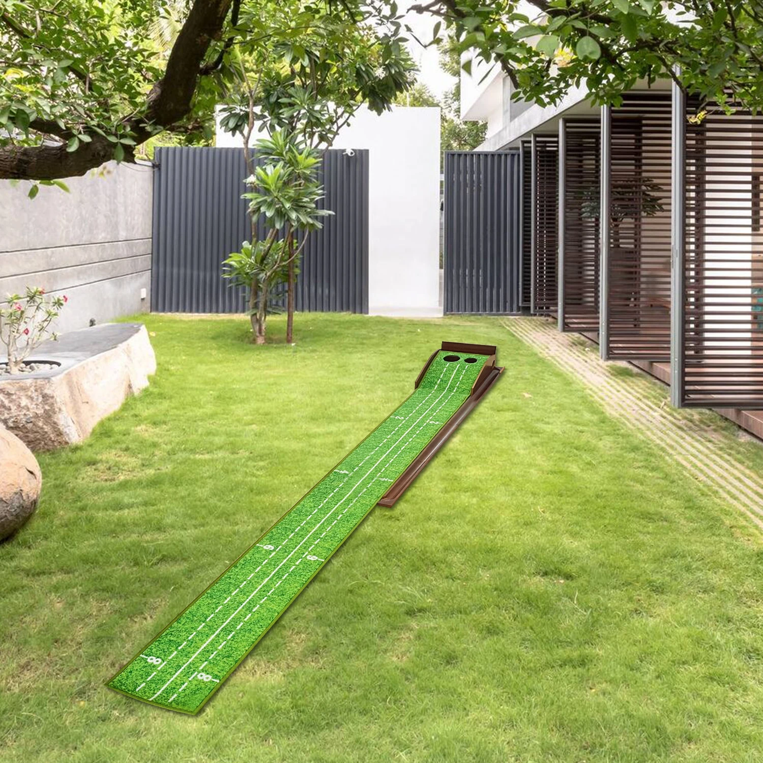 KOFULL Putting Green Indoor Mat Outdoor Golf Putting Mat with Automatic Ball Return - Ideal for Home & Office and Outdoor Use