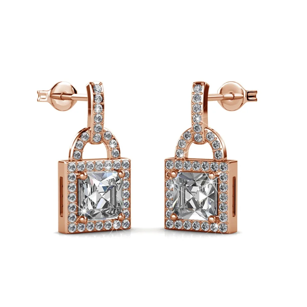 Daisini Minimalist Knock Design Stud Earring Embellished with Swarovski Crystal for Women 18K Gold Plated Copper Fashion Jewelry