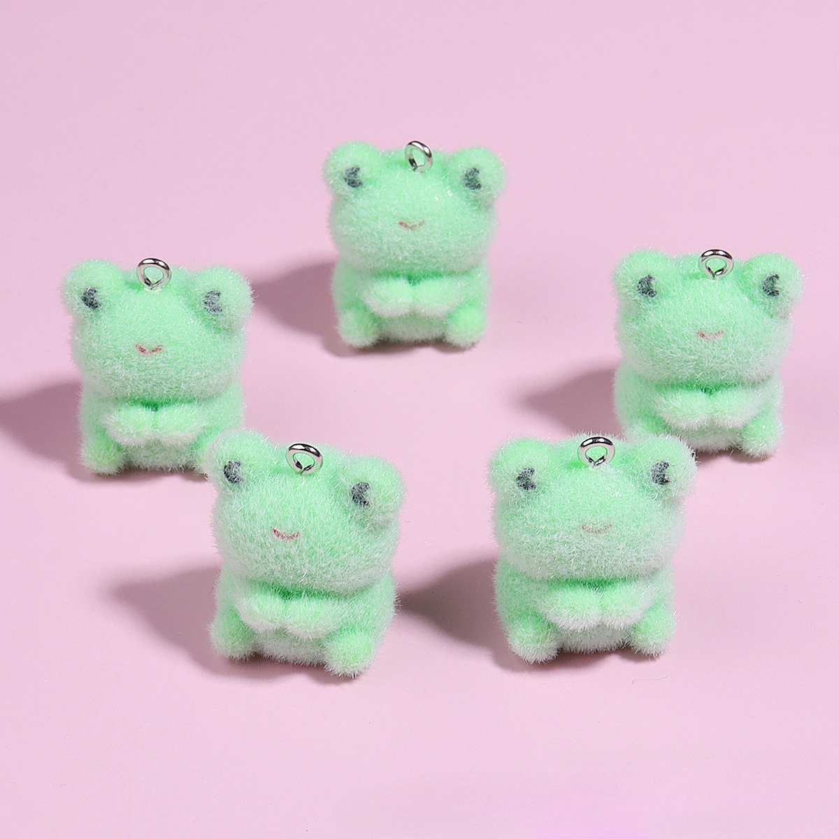 30pcs Resin Flocking Stereo Charms Cartoon Cute Frog Pendant for Necklace Keychain Making DIY Jewelry Accessories Wholesale