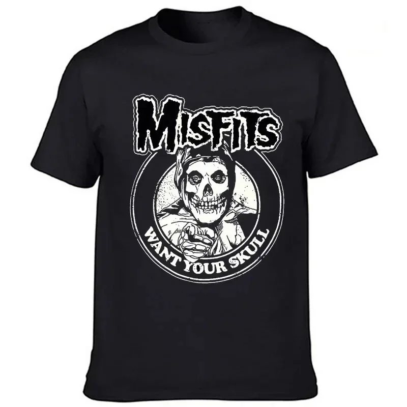 Misfits American An Psycho Punk Rock Band T-Shirt High Quality Breathable T-Shirt Men's Fashion Cotton Short Sleeve Top T-Shirt