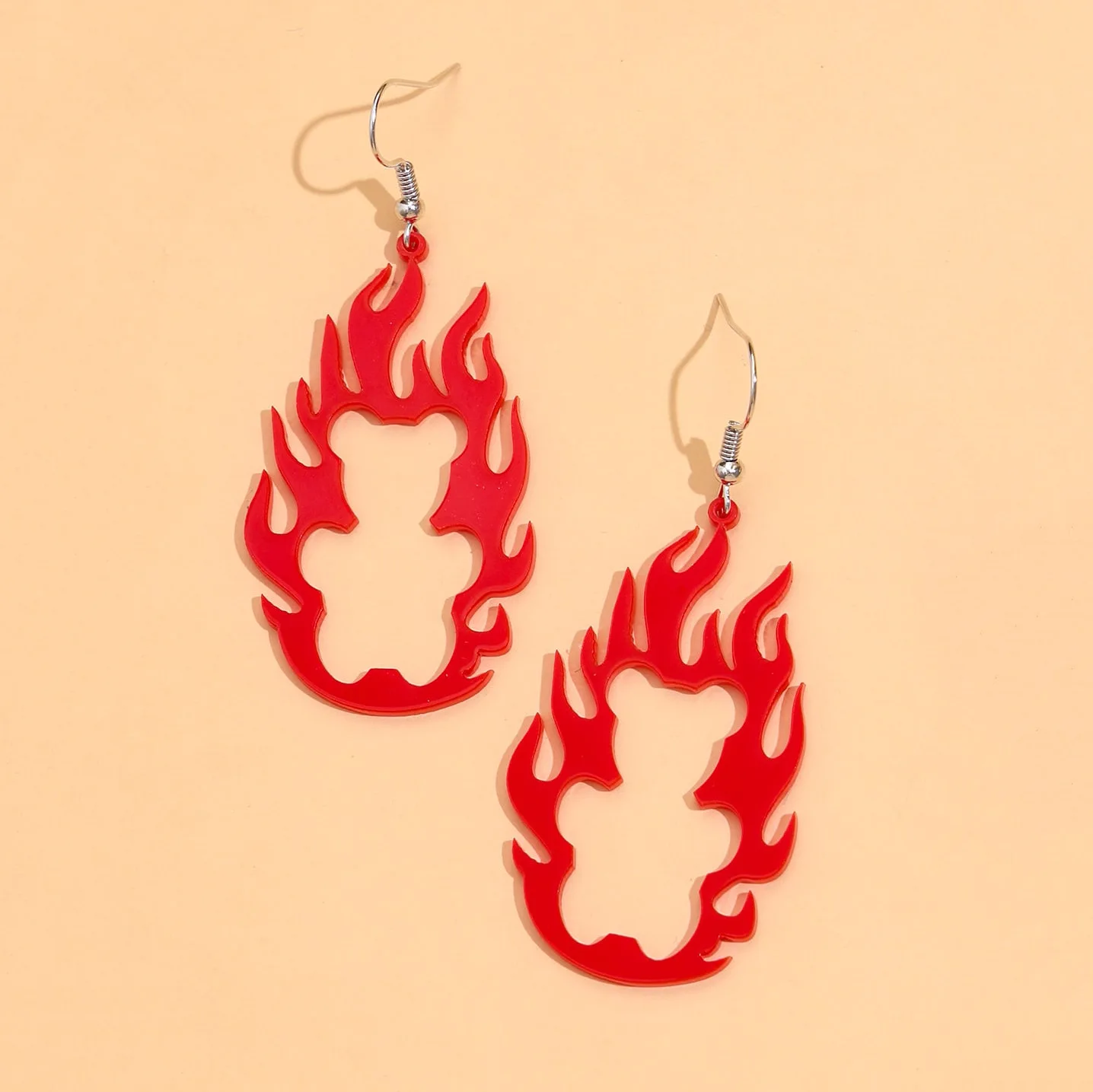 

Retro acrylic hollow flame earrings, creative fashion personality exaggerated earrings