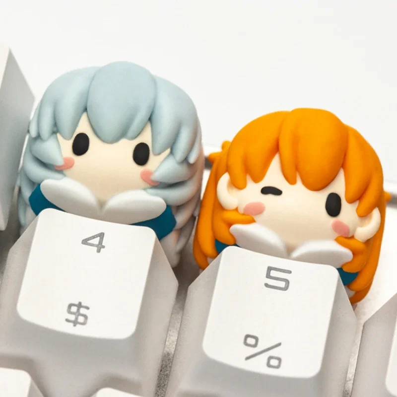 New Century Gospel Theme Mechanical Keyboard Keycaps Asuka Personalized Handmade Customized Cartoon Anime Resin Keycaps Gifts