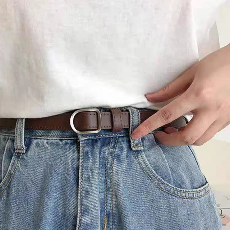 Lazy Belt Casual Simple Perforated Women'S Belt Paired With Jeans Men'S Belt Pu Leather Belt