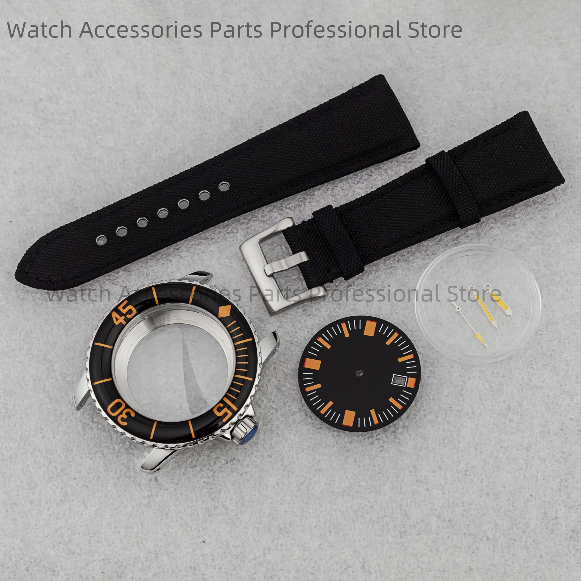 

for Fifty Fathoms Case 45mm Watch Case Strap 10ATM Waterproof Stainless Steel Case fit NH35 Movement NH35 Case Replacements