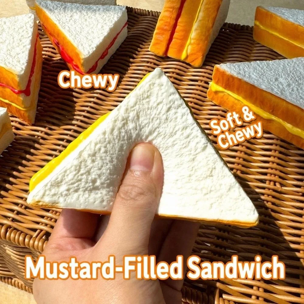 Creative PU Sandwich Model Artificial Soft Realistic Fake Bread Food Photography Prop Pressing Bakery Shop Window Display