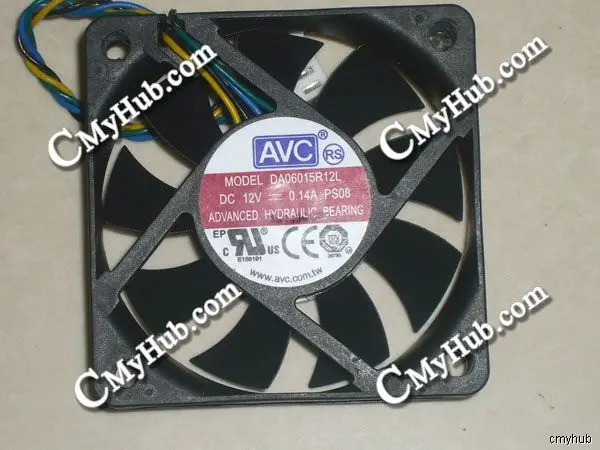 For AVC DA06015R12L PS08 23.10554.001 DC12V 0.14A 60*15mm 60x60x15mm 4Pin 4Wire Chassis Case Cooling Fan