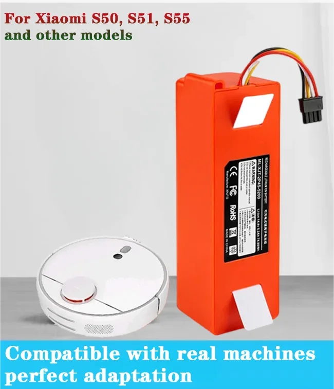 Original 14.4V BRR-2P4S-5200S Robotic Vacuum Cleaner Battery, For Xiaomi RoborockS50 S51 S55 1S S5 S60 S65 Battery