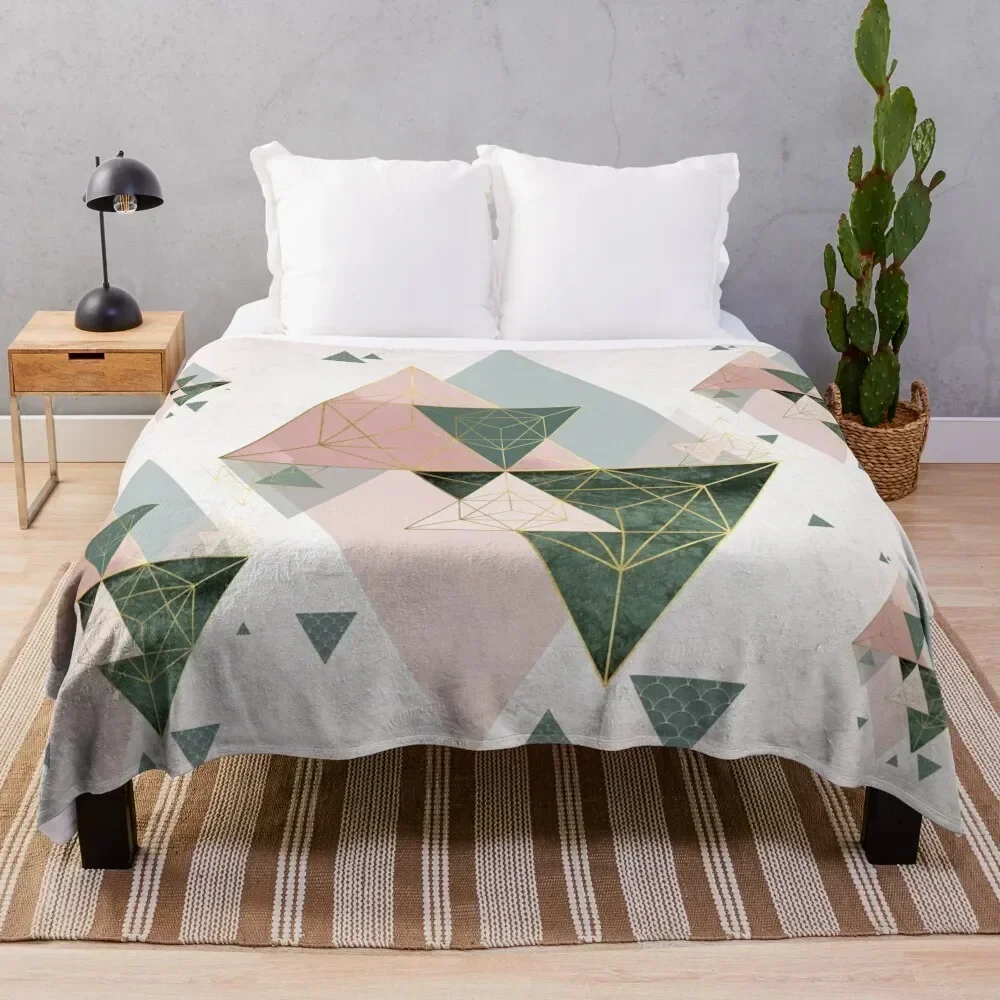 

Pink and green Geometric Throw Blanket Ultra Plush Cozy Blanket for Napping Sleeping