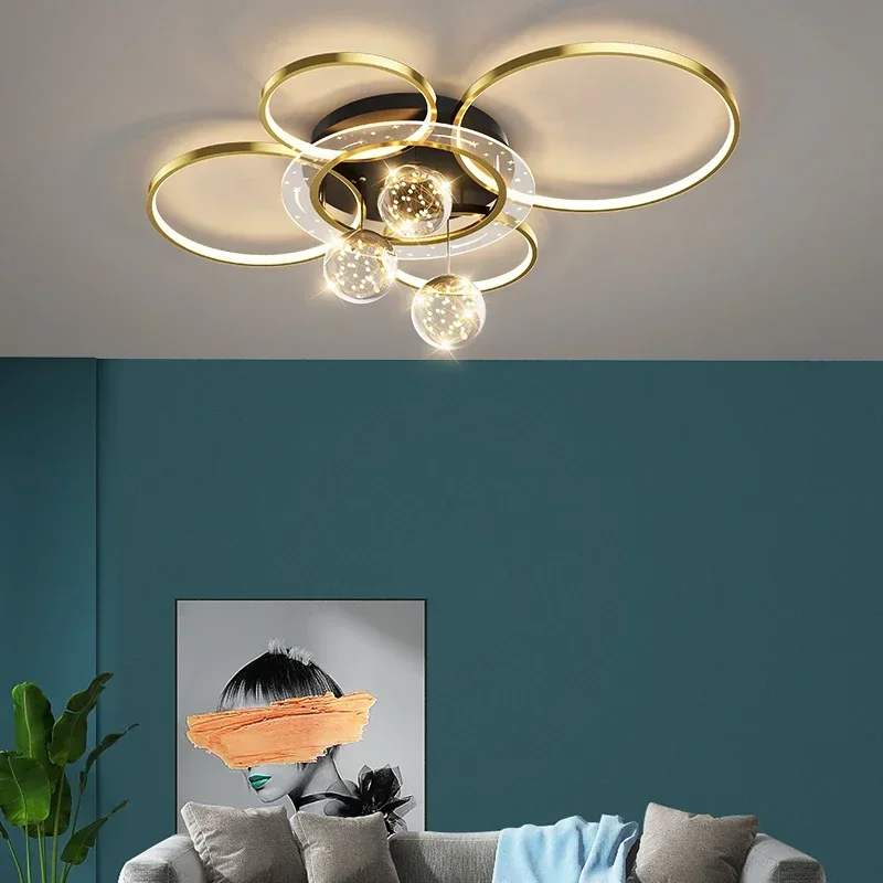 Modern LED Fixture Gold Ceiling Lights Luxury Living Dining Room Ceiling Lamp Home Decor Hanging Light Luster Fixtures