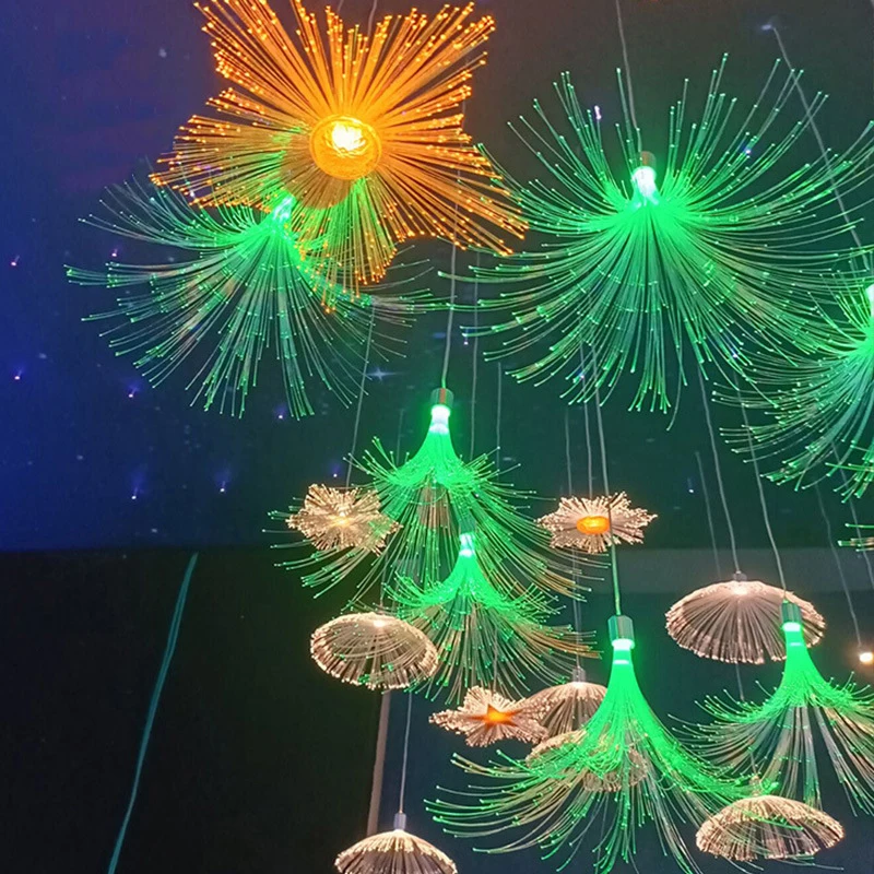 LED Fiber Optic Decorative Lights Festive Atmosphere Tree Hanging Lights Spring Festival Fiber Jellyfish Lights Street Lighting