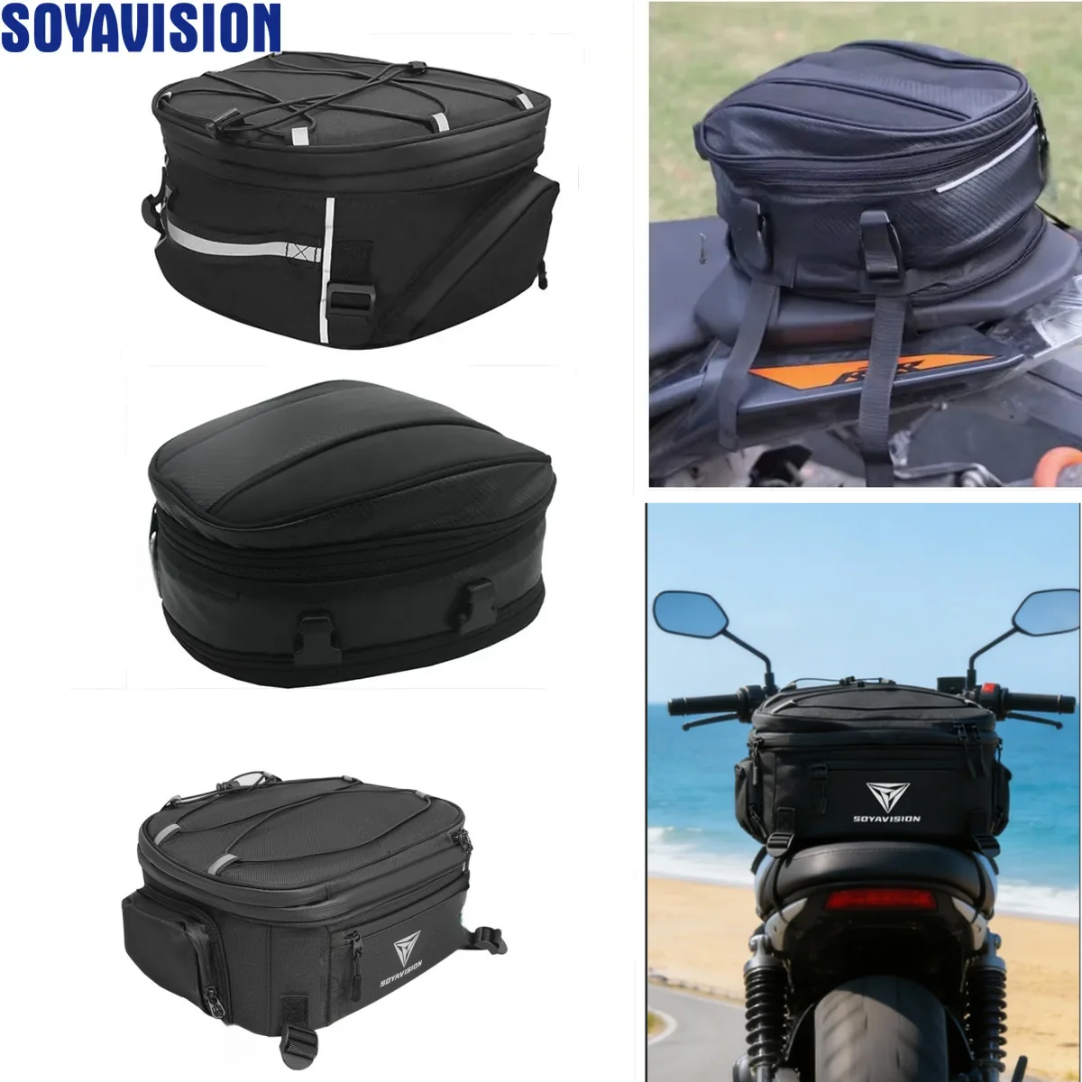 

Motorcycle Tail Bag For HONDA Kawasaki Waterproof Tail Travel Rider Luggage Rear Back Seat Bag Large Capacity Dirt Bike
