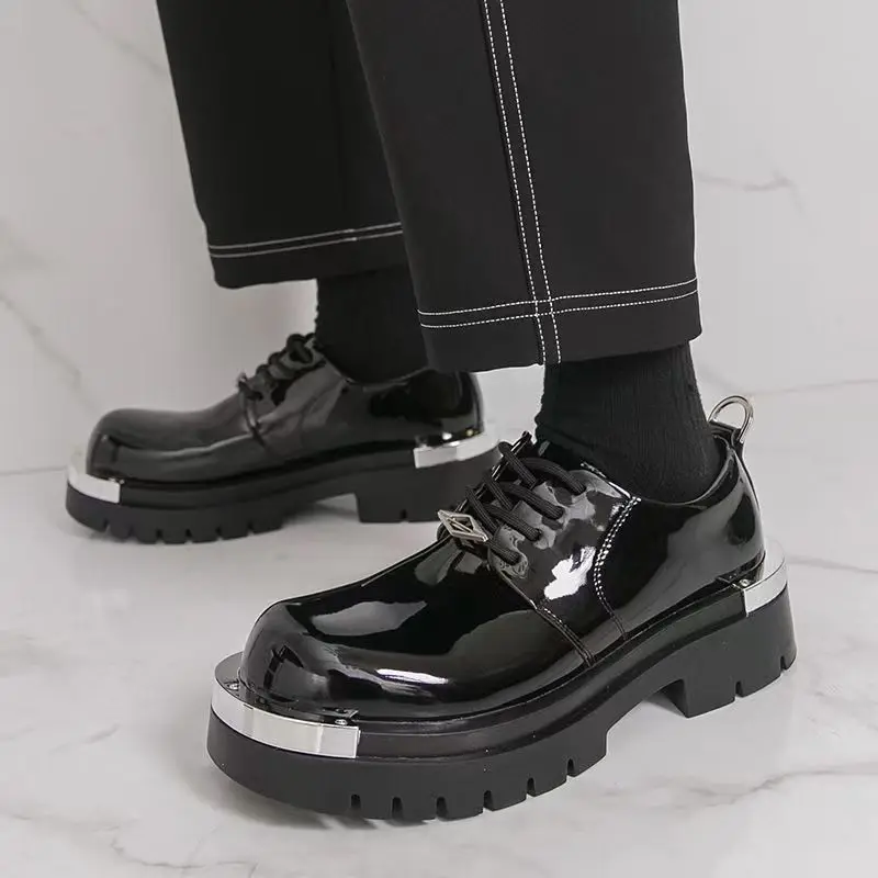 

Кожаная повседневная обувь ручной работы, уличные мужские оксфорды на шнуровке, офисные мужские деловые туфли, классические туфли дерби на толстой подошве