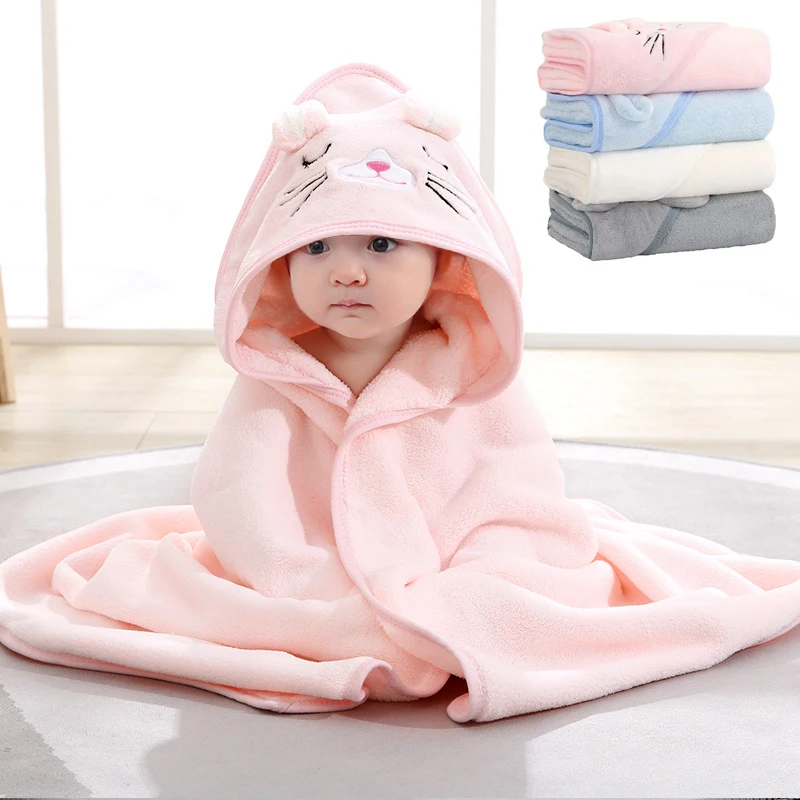 Hot Selling Cartoon Animal Baby Bath Towel With Hood Children Soft And Fast Absorbent Coral Velvet Baby Bath Towel