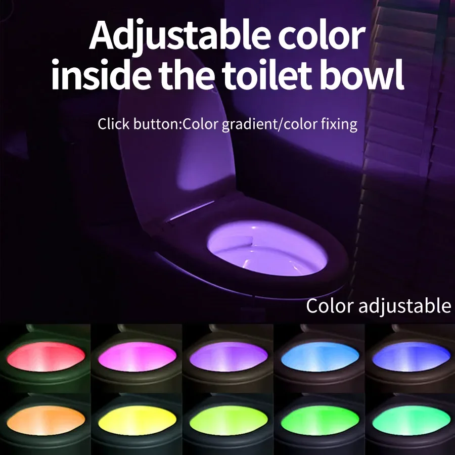 Smart Toilet Sensor LED Light 10 Colors Adjustable Star Pattern Rechargeable Projection Light Toilet Decoration Gadgets